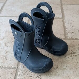 CROCS Kids Navy Easy-Pull Rain Boots